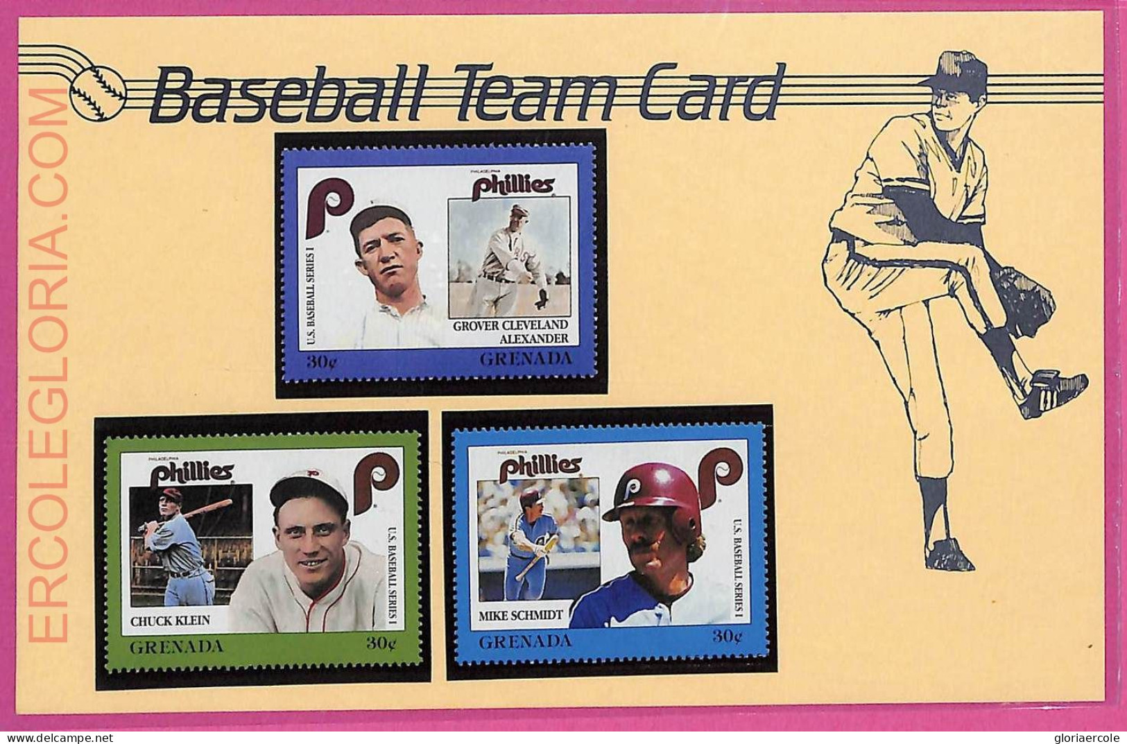 Ag1611 - GRENADA - Postal History - FDC COVER + Stamps On Card - 1988 BASEBALL - Base-Ball