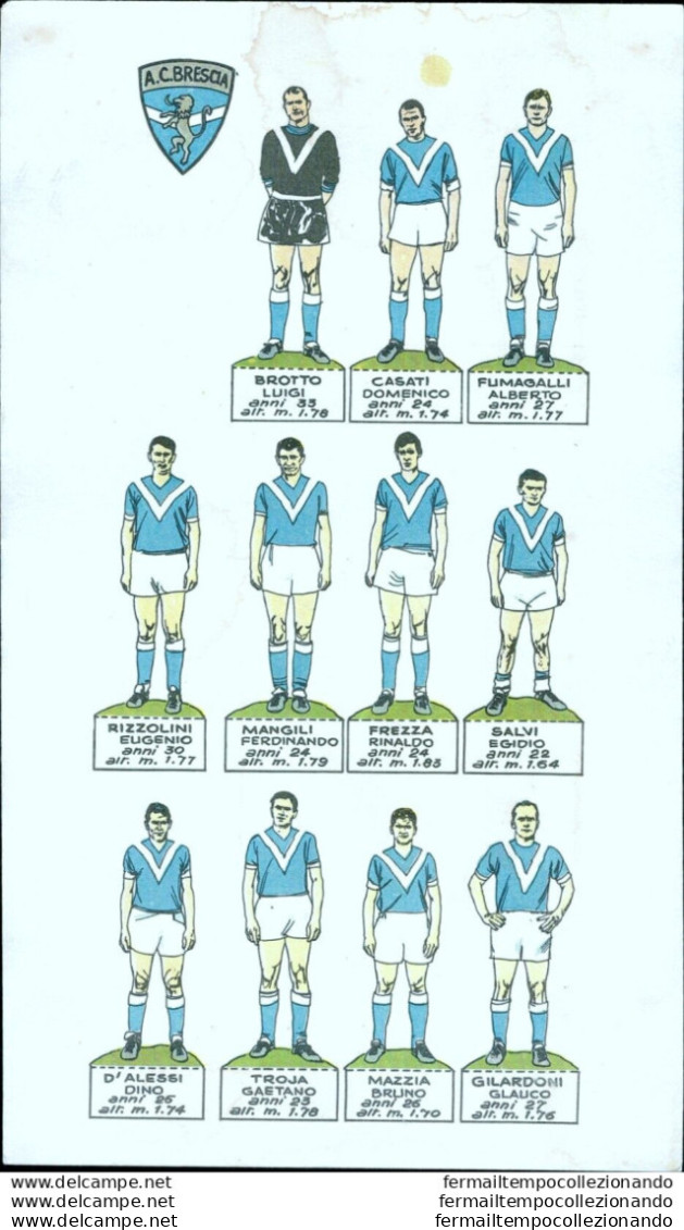 Bi9 Cartoncino Calciatori  Calcio Football Soccer Formazione Brescia Anni 60 - Non Classificati