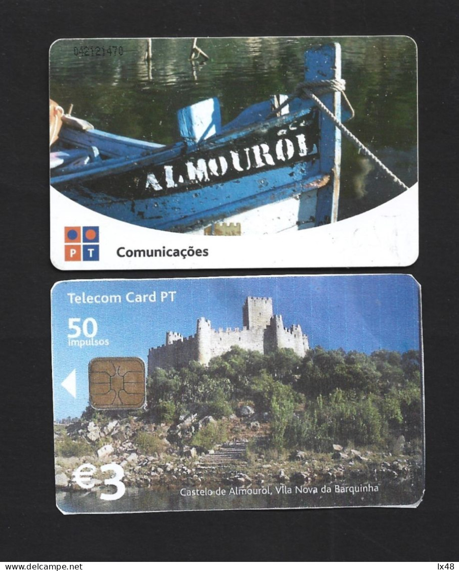 Card Of Almourol Castle, Ribatejo Beach, Vila Nova Da Barquinha. Castle On The Tagus River, Romanesque Architecture. - Portugal