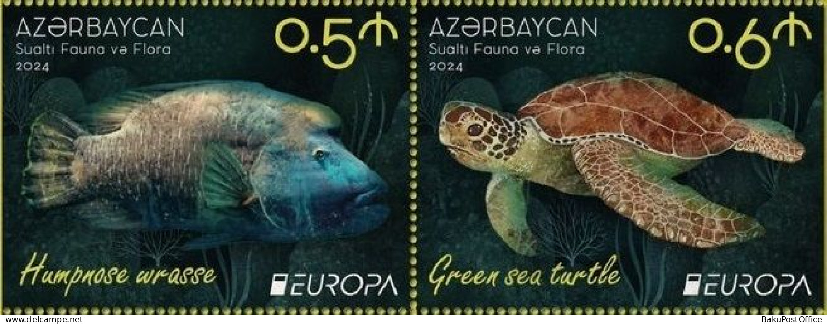Azerbaijan 2024 CEPT EUROPA EUROPE Underwater Fauna & Flora Part Booklet Without Cover 2 Stamps - 2024