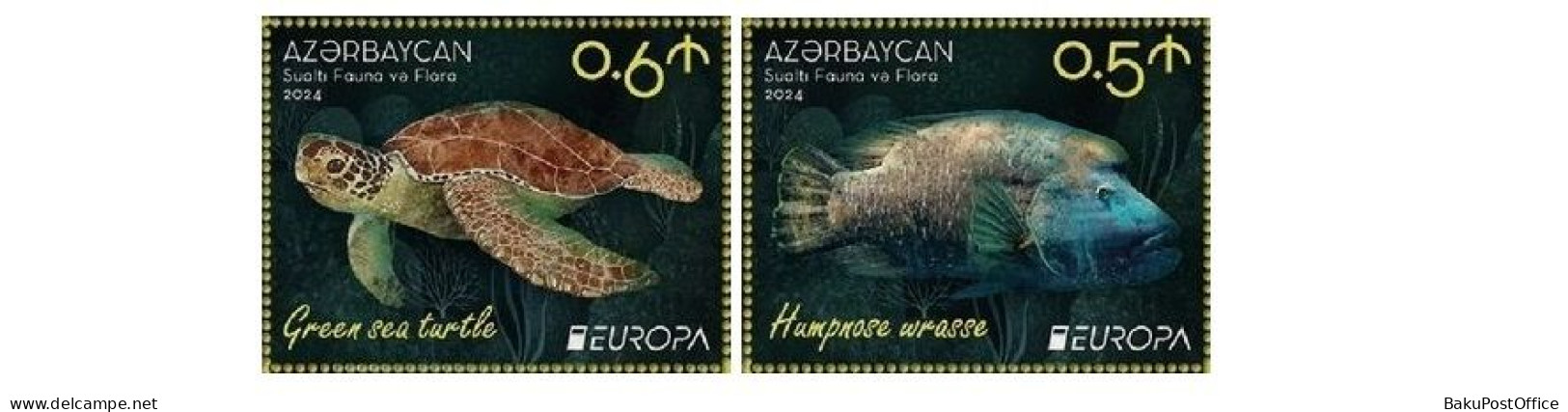 Azerbaijan 2024 CEPT EUROPA EUROPE Underwater Fauna & Flora 2 Stamps From Sheets - Azerbaïdjan