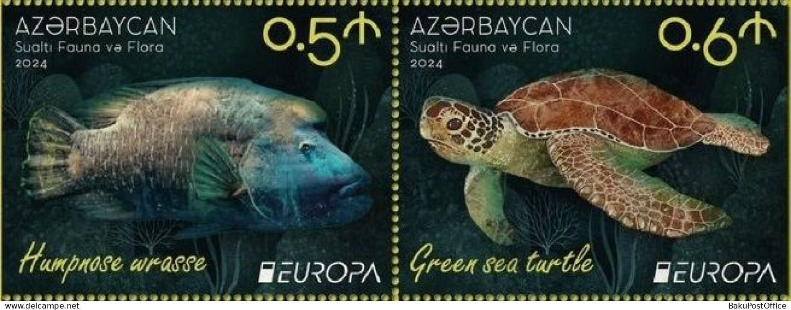 Azerbaijan 2024 CEPT EUROPA EUROPE Underwater Fauna & Flora Part Booklet Without Cover 2 Stamps - Aserbaidschan