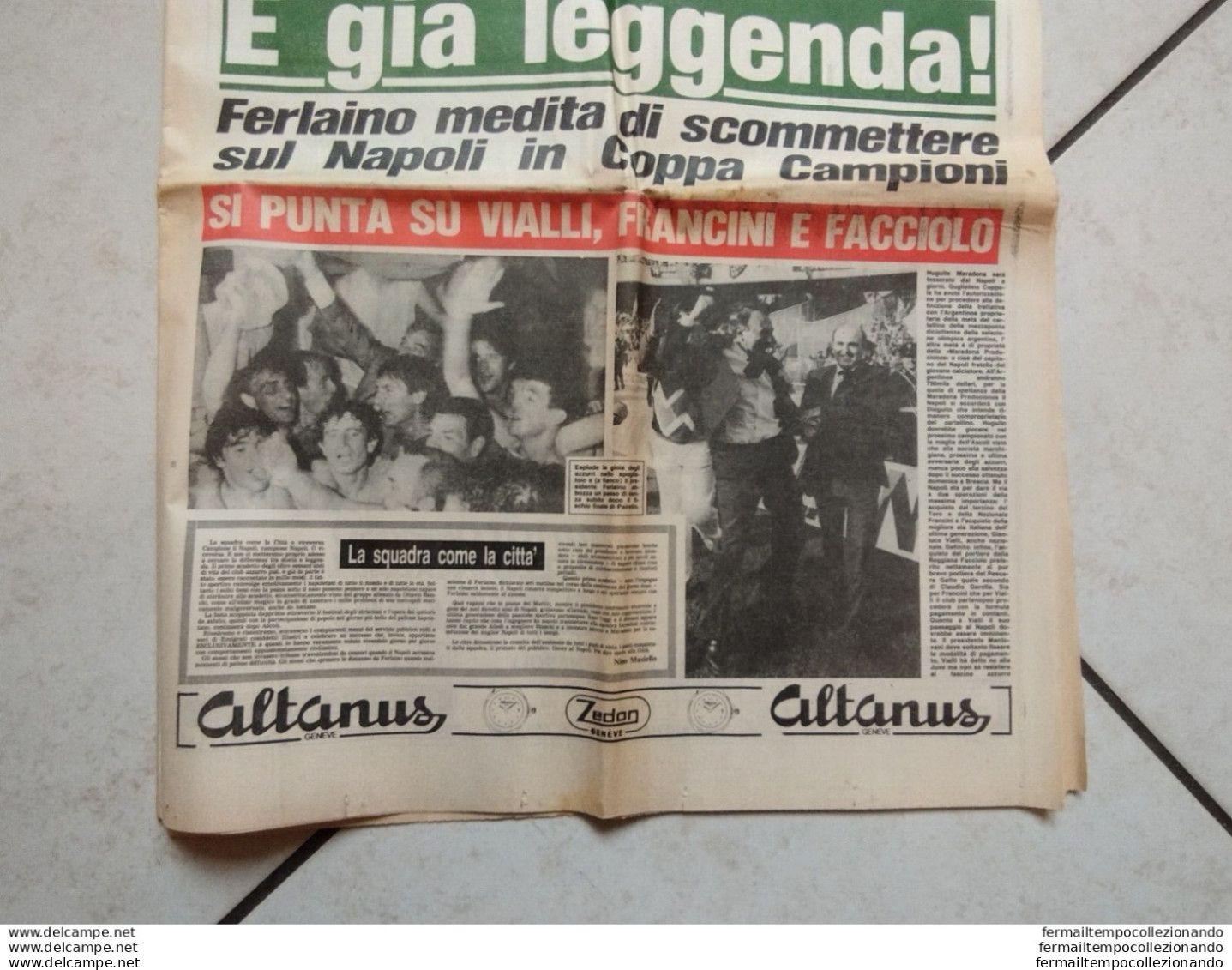 220  giornale sportsud 12 maggio 1987 e' gia leggenda 1 scudetto napoli maradona