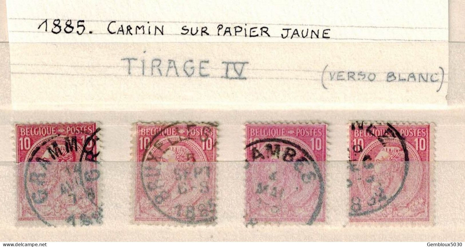 Belgique 4 X N° 46 Emission 1884  Tirage IV - 1884-1891 Léopold II