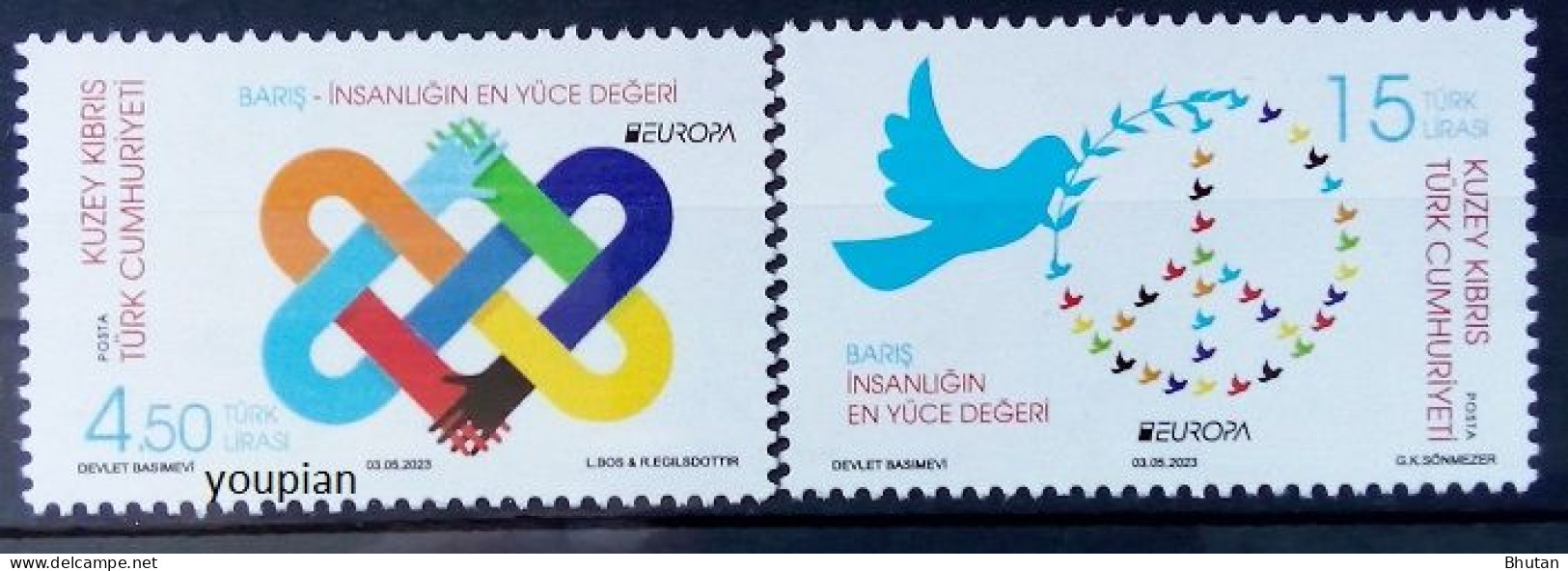 Northern Cyprus 2023, Europa - Peace, MNH Stamps Set - Unused Stamps