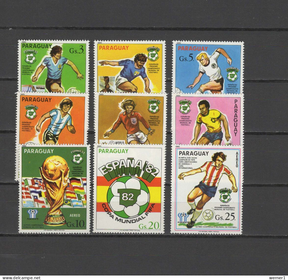 Paraguay 1980 Football Soccer World Cup Set Of 9 MNH - 1982 – Spain