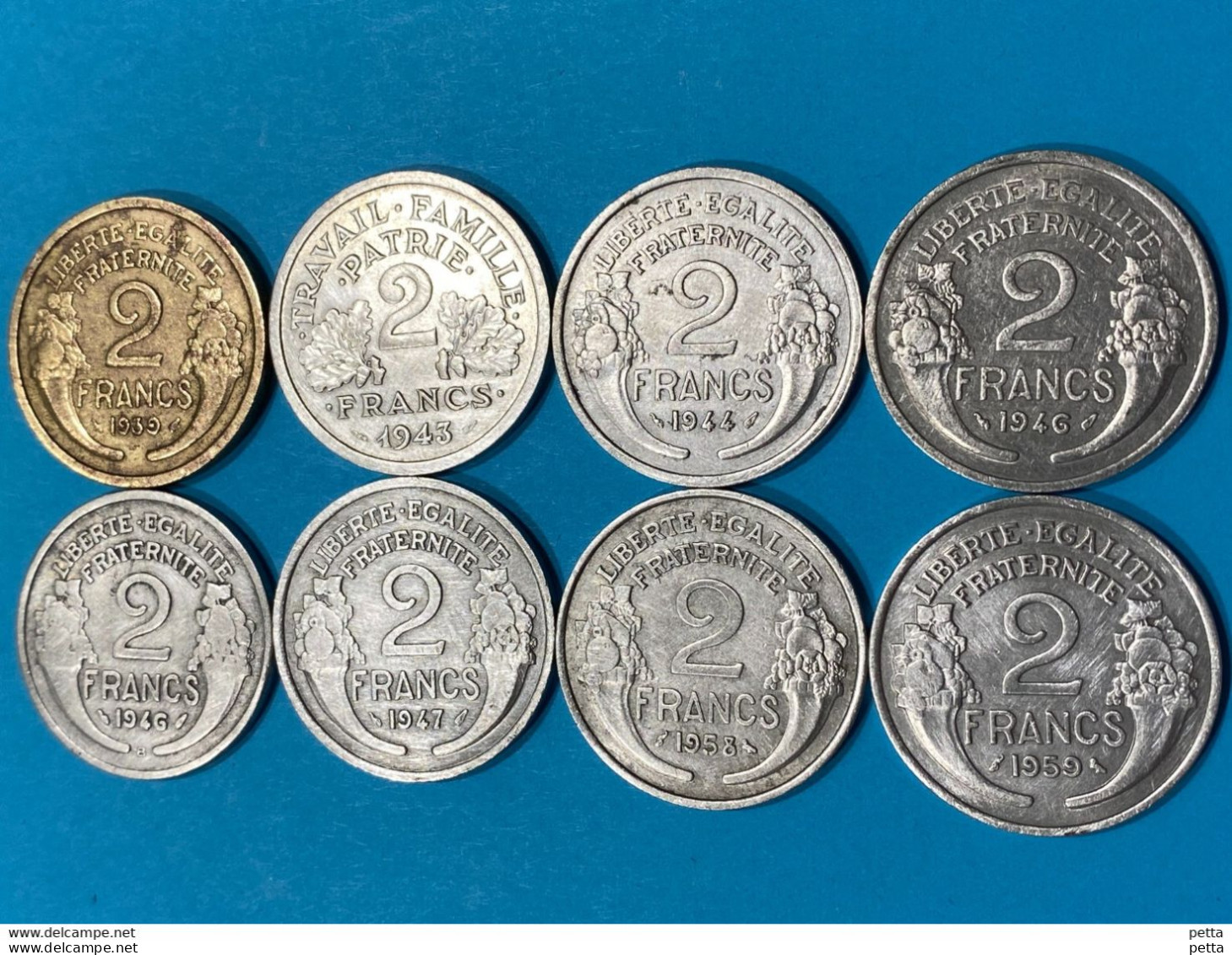8 Pièces De 2 Francs / France / 1939-1943-1944-1946-1946-1947-1958-1959 /lot N °54 - 2 Francs