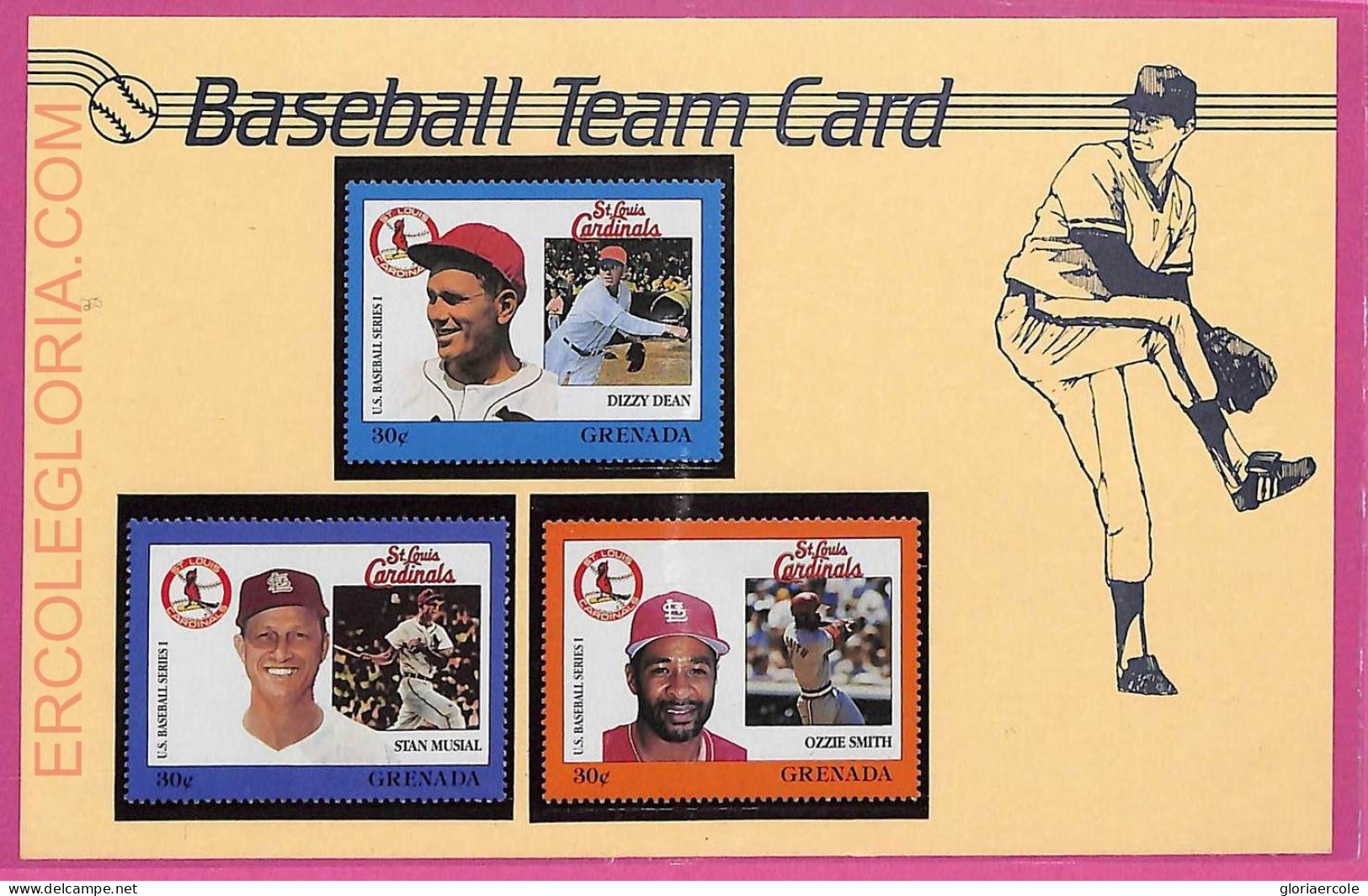 Ag1618 - GRENADA - Postal History - FDC COVER + Stamps On Card - 1988 BASEBALL - Base-Ball