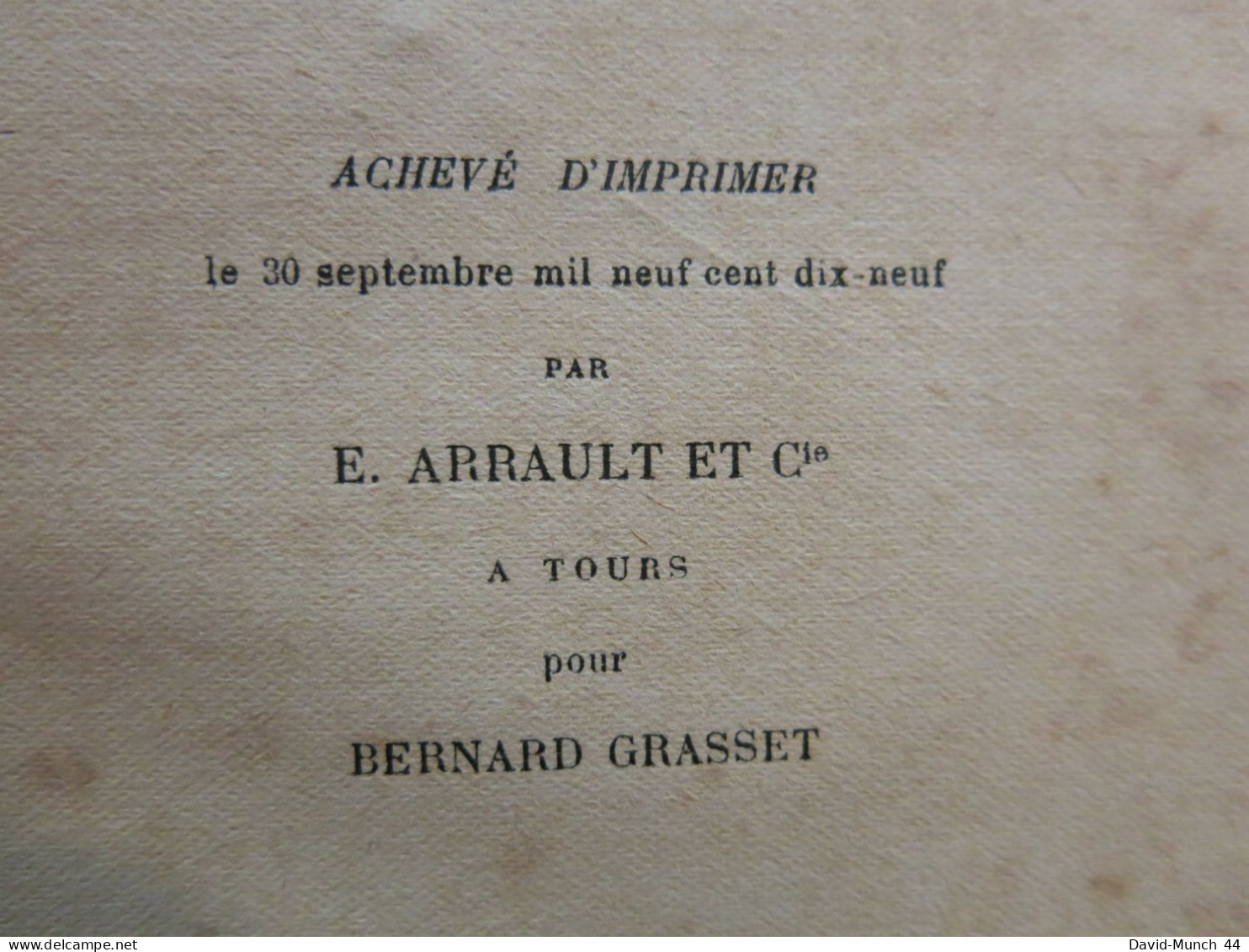 Dansons la trompeuse de Raymond Escholier. Paris, Bernard Grasset, éditeur. 1921