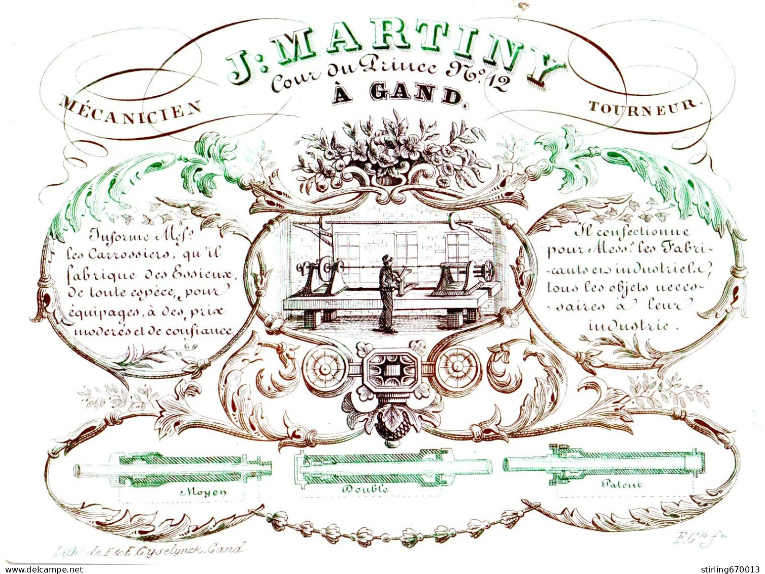 DE 1892 - Carte Porcelaine De J. Martiny, Mecanicien, Tourneur, Gand, Imp Gyselynck, Sc F. Gk. - Other & Unclassified