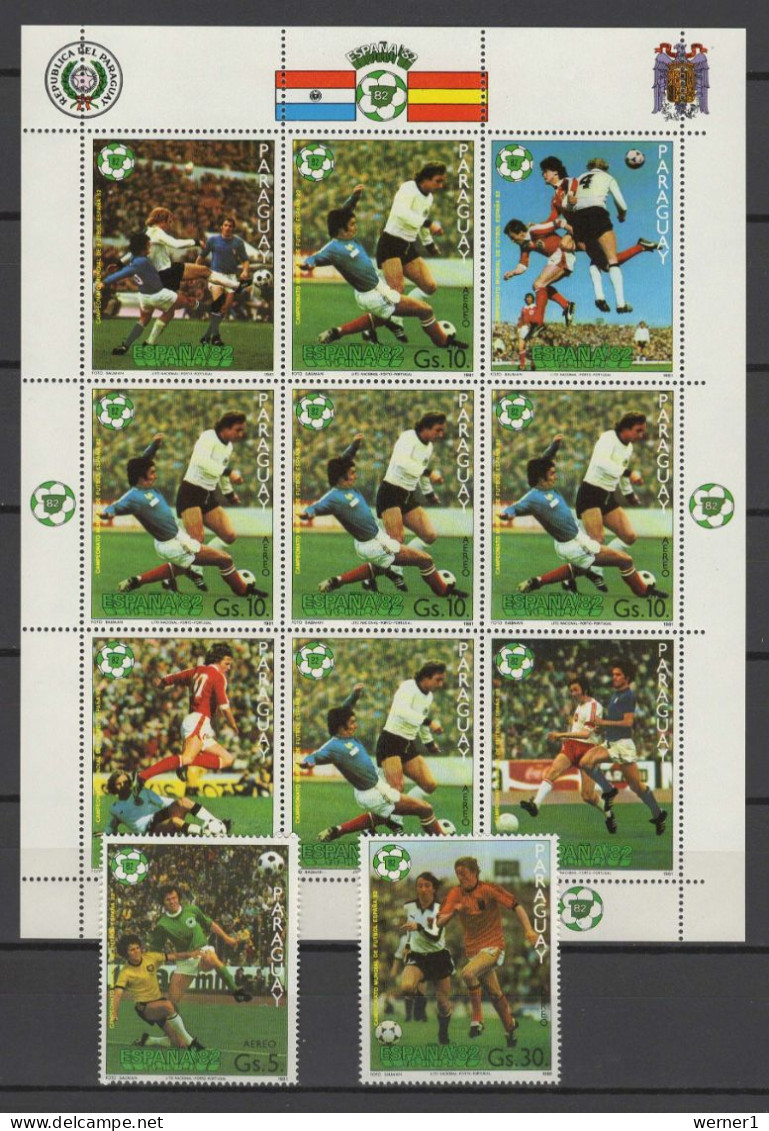 Paraguay 1981 Football Soccer World Cup Sheetlet + 2 Stamps MNH - 1982 – Espagne