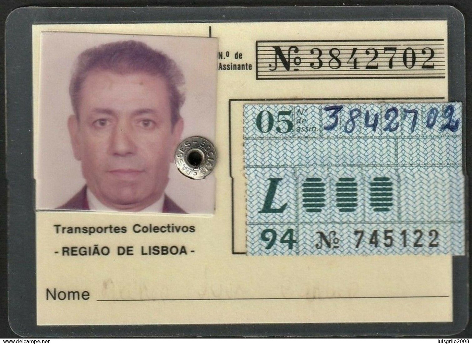 Portugal, PASSE 1994 - Transportes Colectivos Região Lisboa / Avec Vignette Mensuell - L - Europa