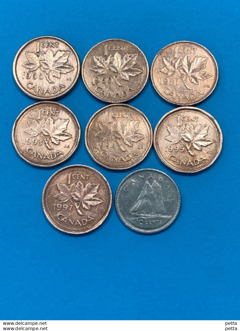 7 Pièces De 1 Cent Du Canada 1960-1969-1981-1993-1994-1995-1997 Et  10 Cent Du Canada 1975 / Lot N °55 - Canada