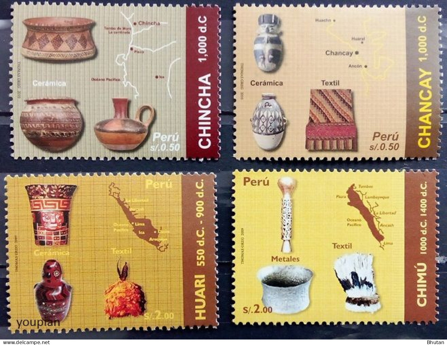 Peru 2009-2010, Ancient Relics Ceramics, MNH Stamps Set - Pérou