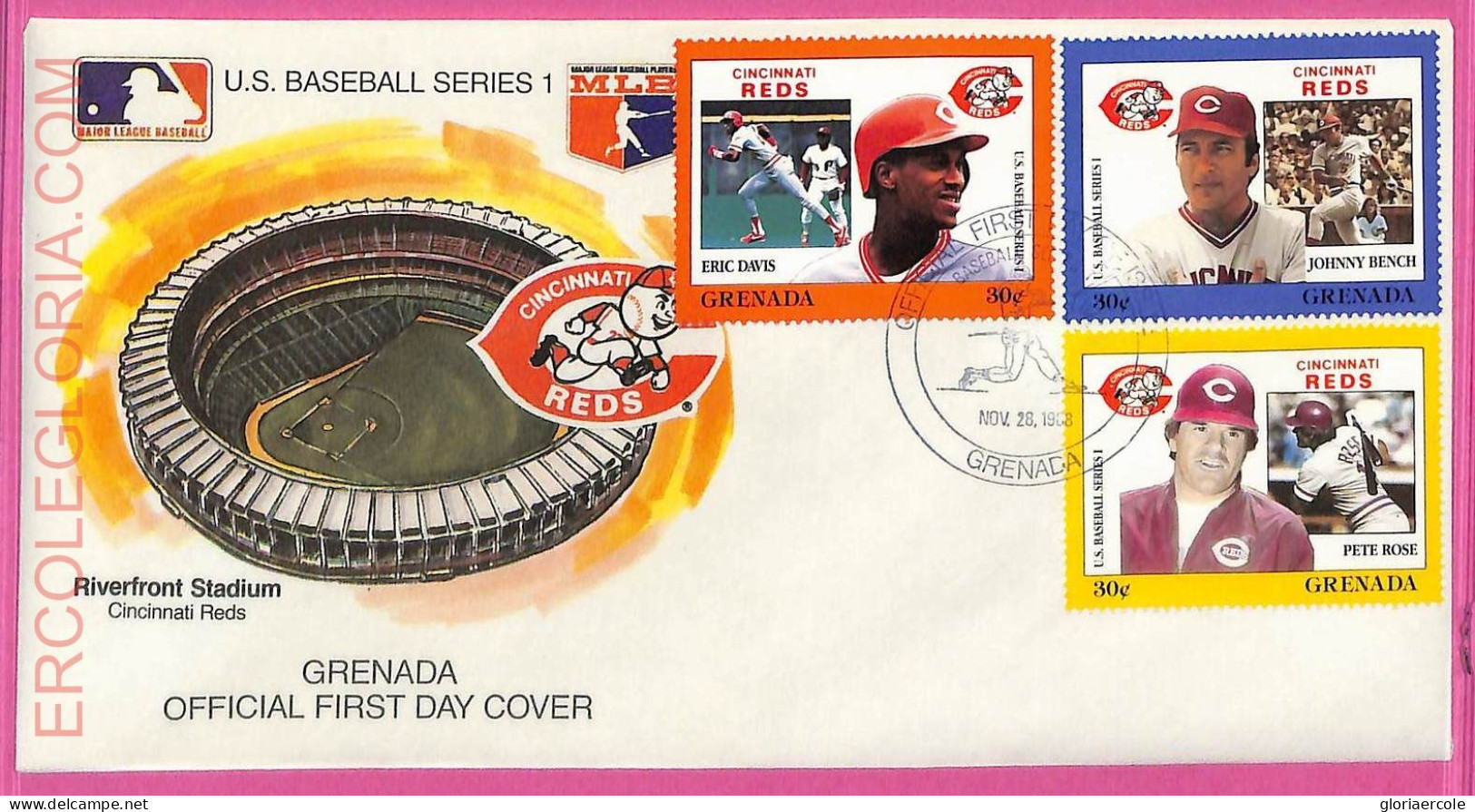 Ag1622 - GRENADA - Postal History - FDC COVER + Stamps On Card - 1988 BASEBALL - Béisbol