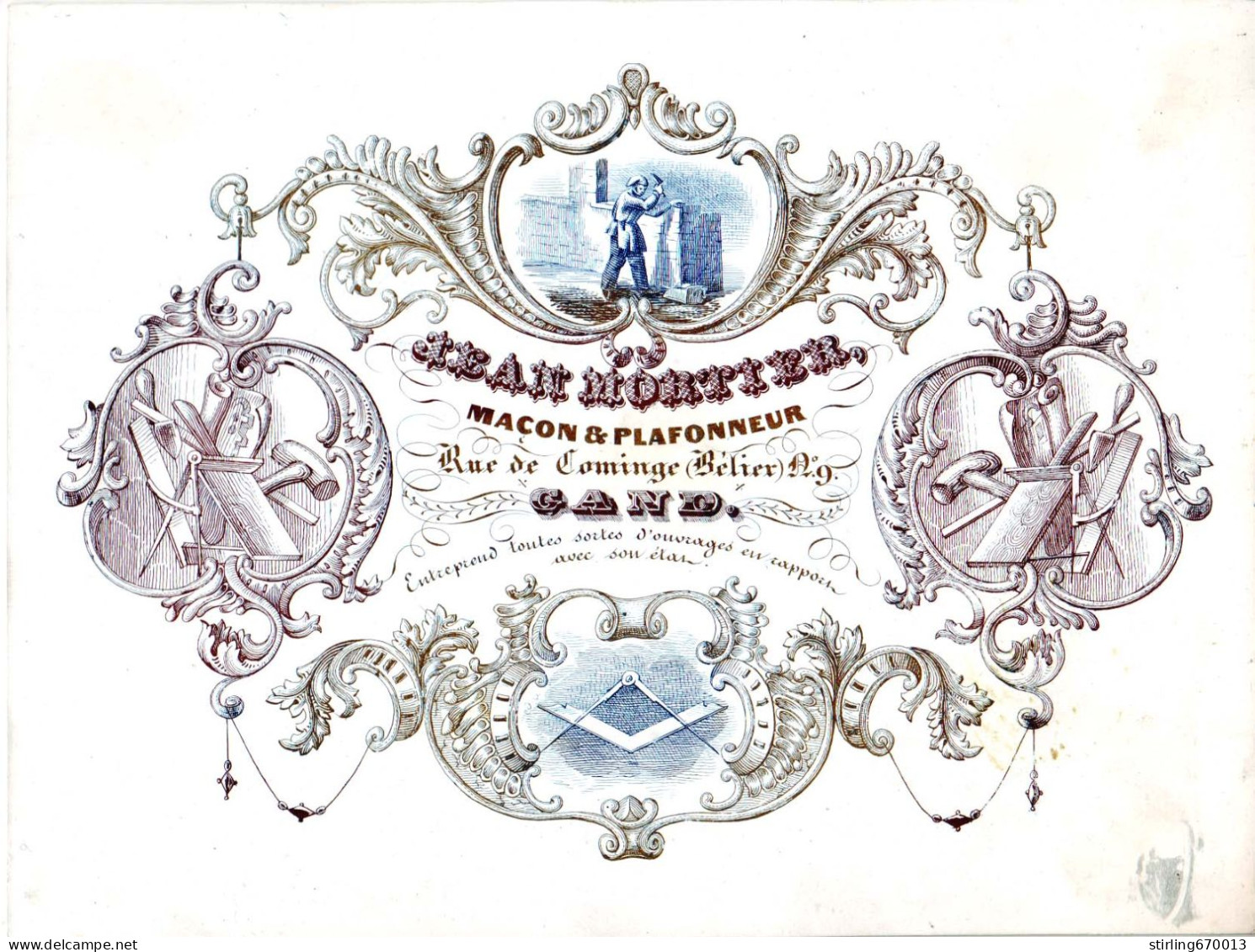 DE 1891 - Carte Porcelaine De Jean Mortier, Macon & Plafonneur, Gand, - Otros & Sin Clasificación