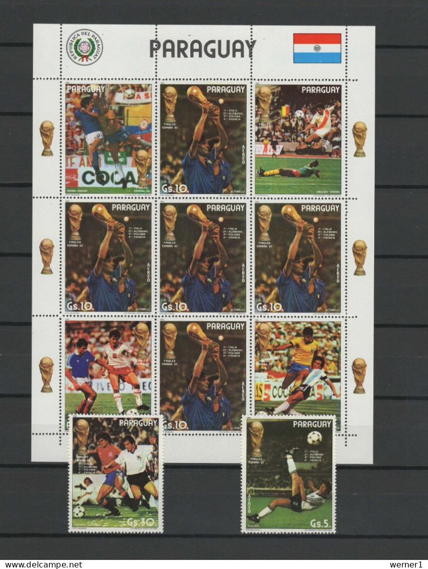 Paraguay 1982 Football Soccer World Cup Sheetlet + 2 Stamps MNH - 1982 – Espagne