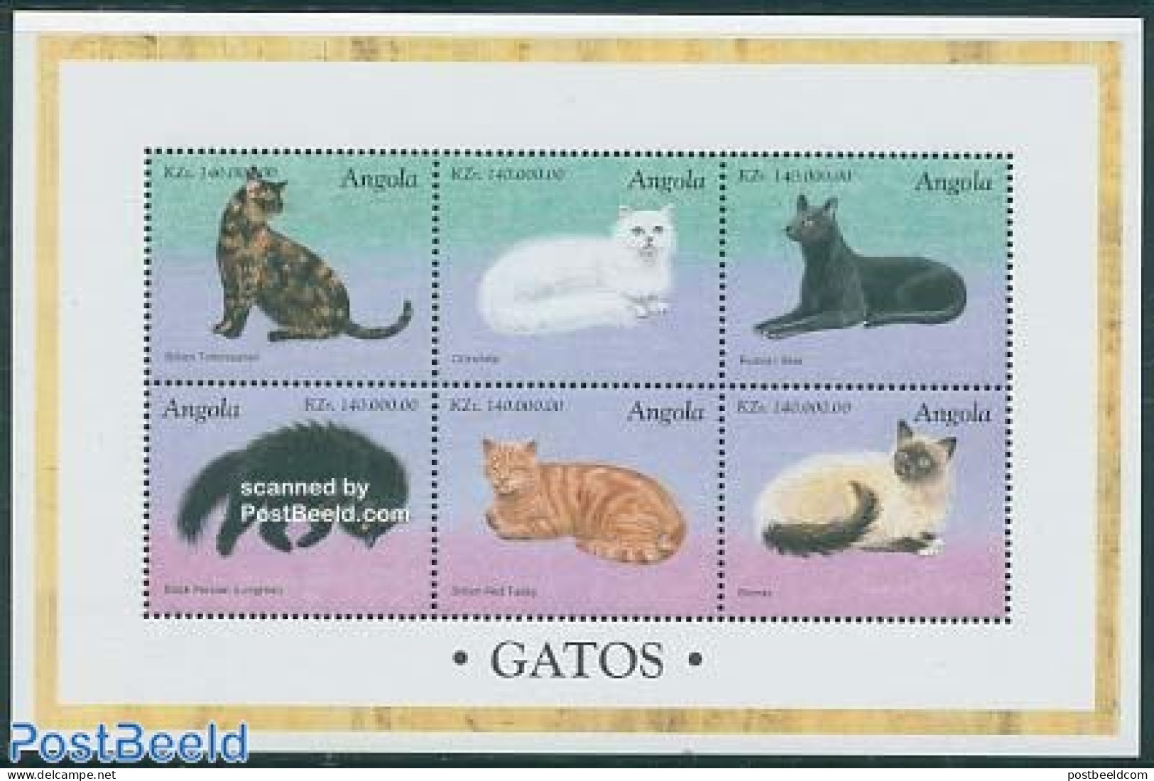 Angola 1998 Cats 6v M/s, Mint NH, Nature - Cats - Angola