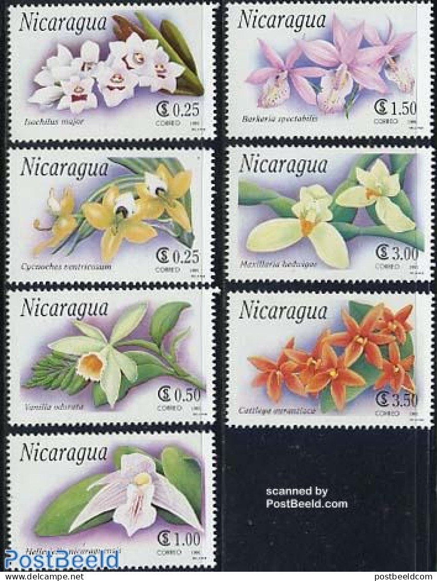 Nicaragua 1991 Orchids 7v, Mint NH, Nature - Flowers & Plants - Orchids - Nicaragua
