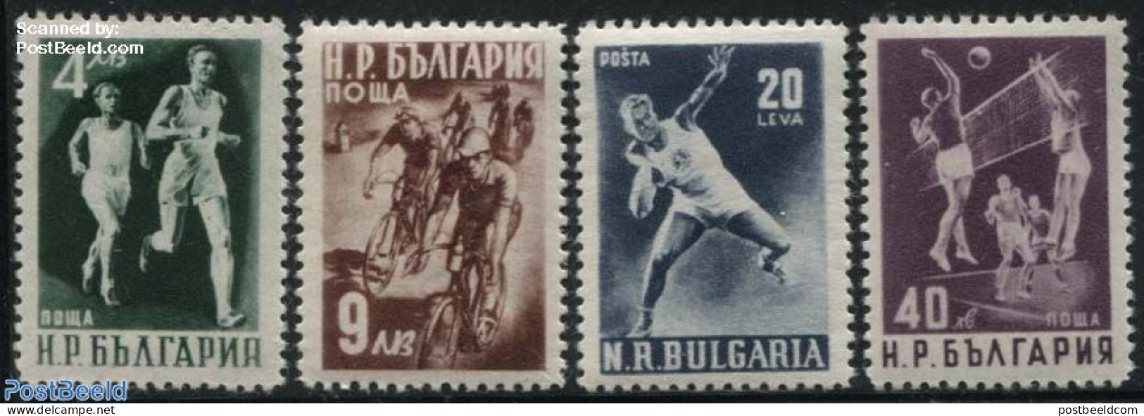 Bulgaria 1950 Sports 4v, Mint NH, Sport - Athletics - Cycling - Sport (other And Mixed) - Volleyball - Ongebruikt