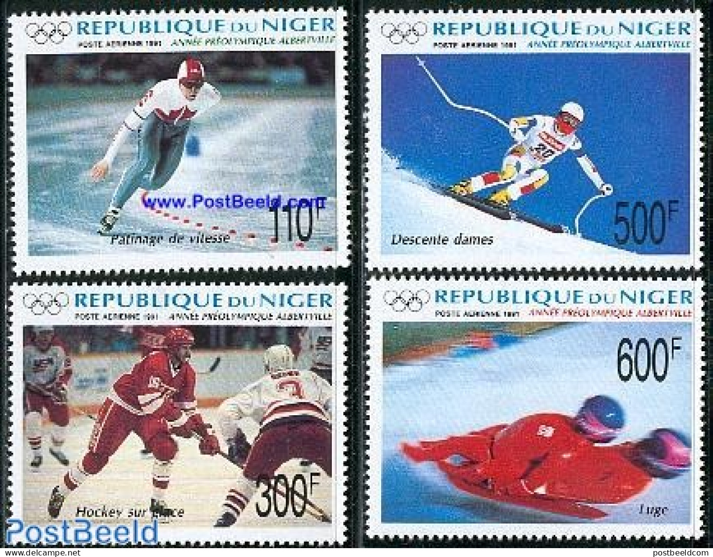 Niger 1991 Preolympic Year 4v, Mint NH, Sport - Ice Hockey - Olympic Winter Games - Skating - Skiing - Eishockey