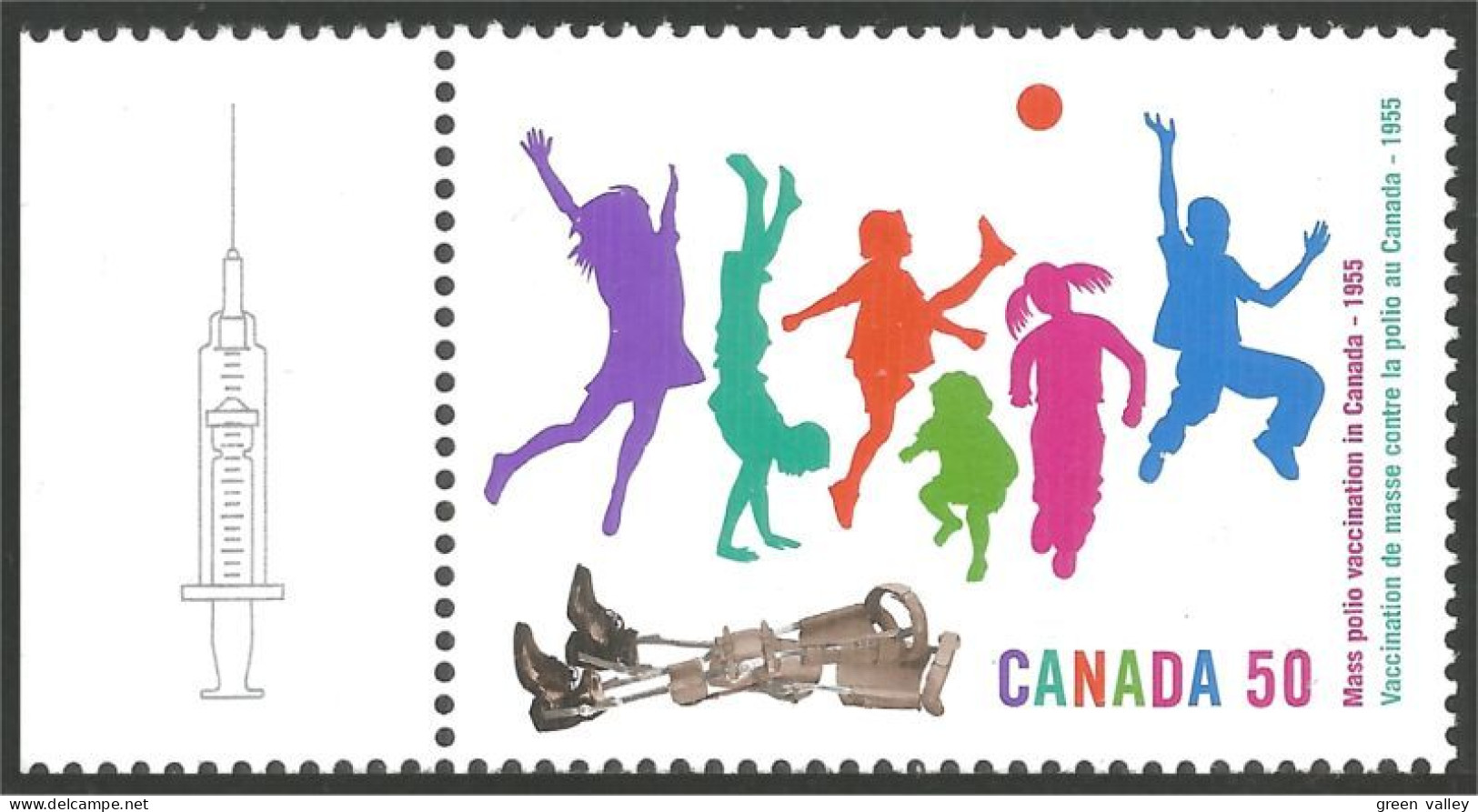 Canada Polio Vaccination Vaccine Enfants Children Needle Label Seringue MNH ** Neuf SC (c21-20glbl) - Médecine