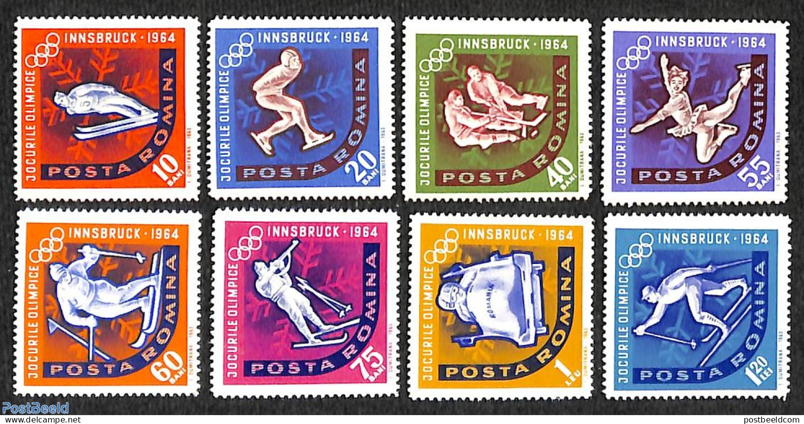 Romania 1963 Olympic Winter Games 8v, Mint NH, Sport - (Bob) Sleigh Sports - Olympic Winter Games - Shooting Sports - .. - Unused Stamps