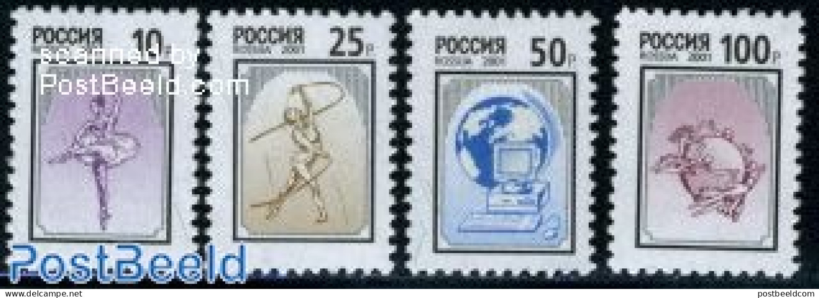 Russia 2001 Definitives 4v, Mint NH, Performance Art - Science - Sport - Dance & Ballet - Computers & IT - Gymnastics .. - Danse