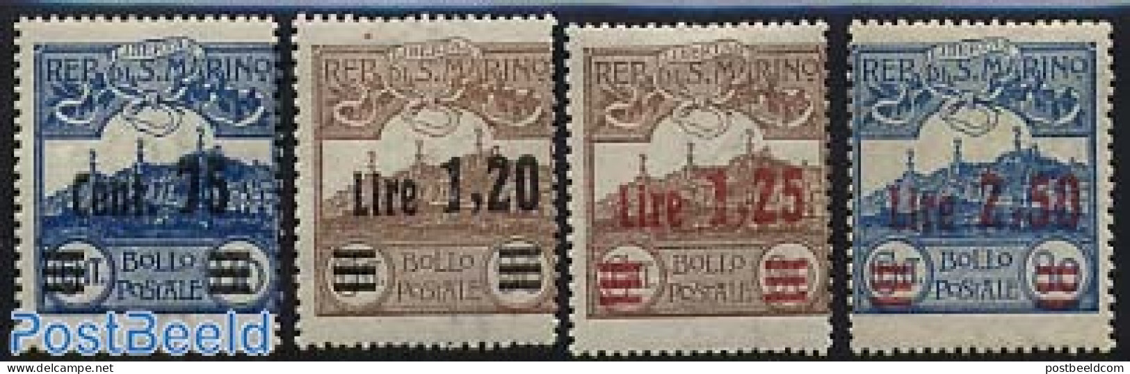 San Marino 1926 Mount Titano Overprints 4v, Unused (hinged) - Unused Stamps