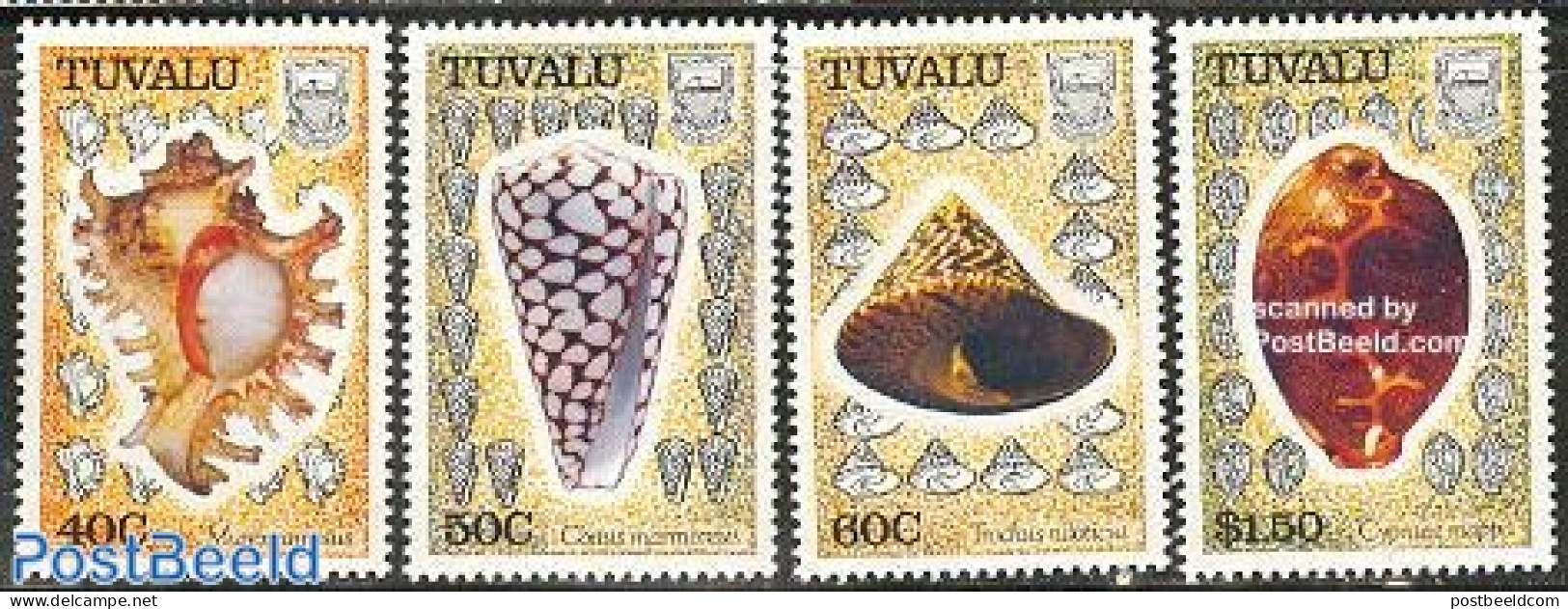 Tuvalu 1991 Shells 4v, Mint NH, Nature - Shells & Crustaceans - Marine Life
