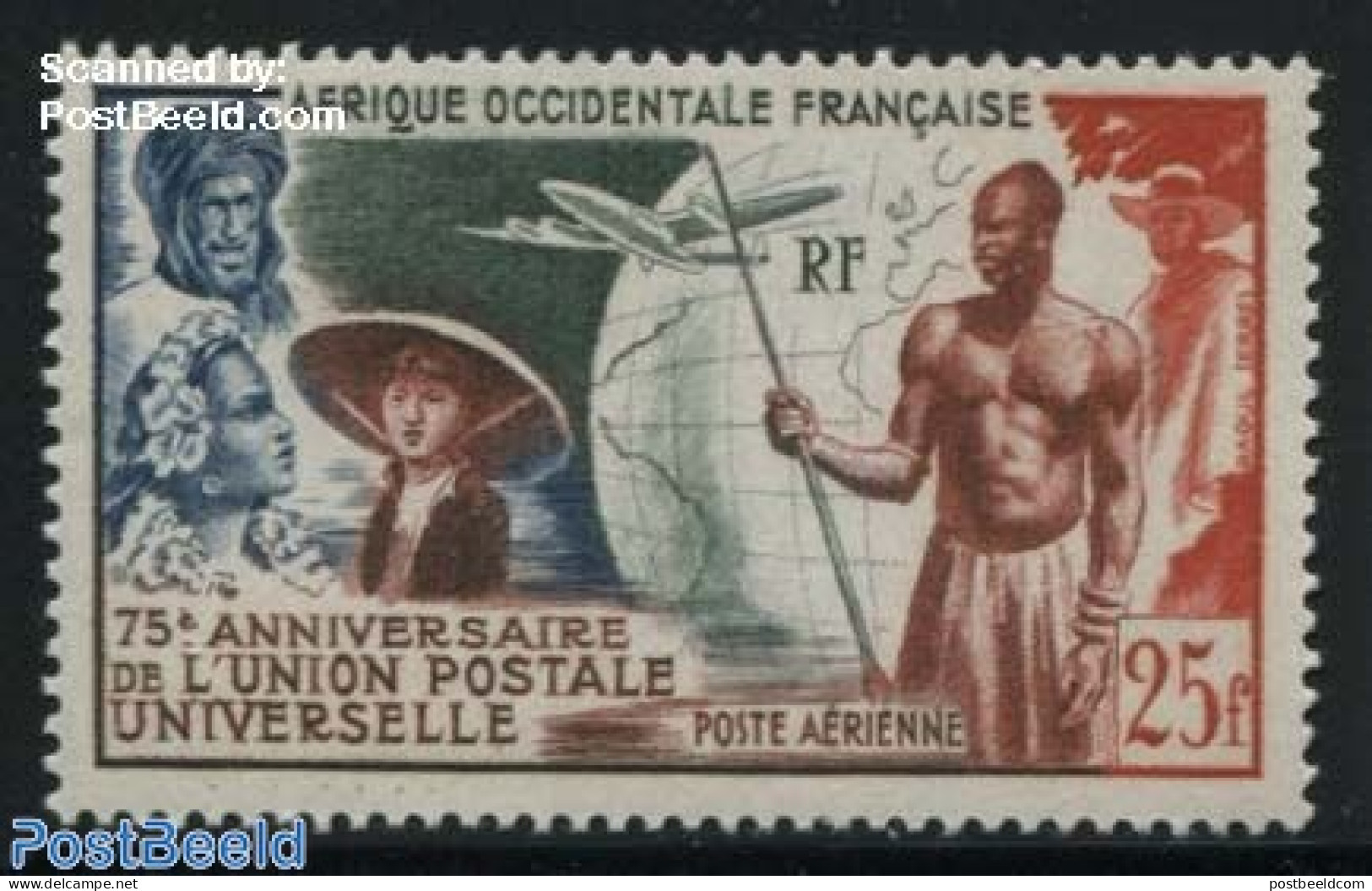 French West Africa 1949 75 Years UPU 1v, Mint NH, Transport - U.P.U. - Aircraft & Aviation - U.P.U.