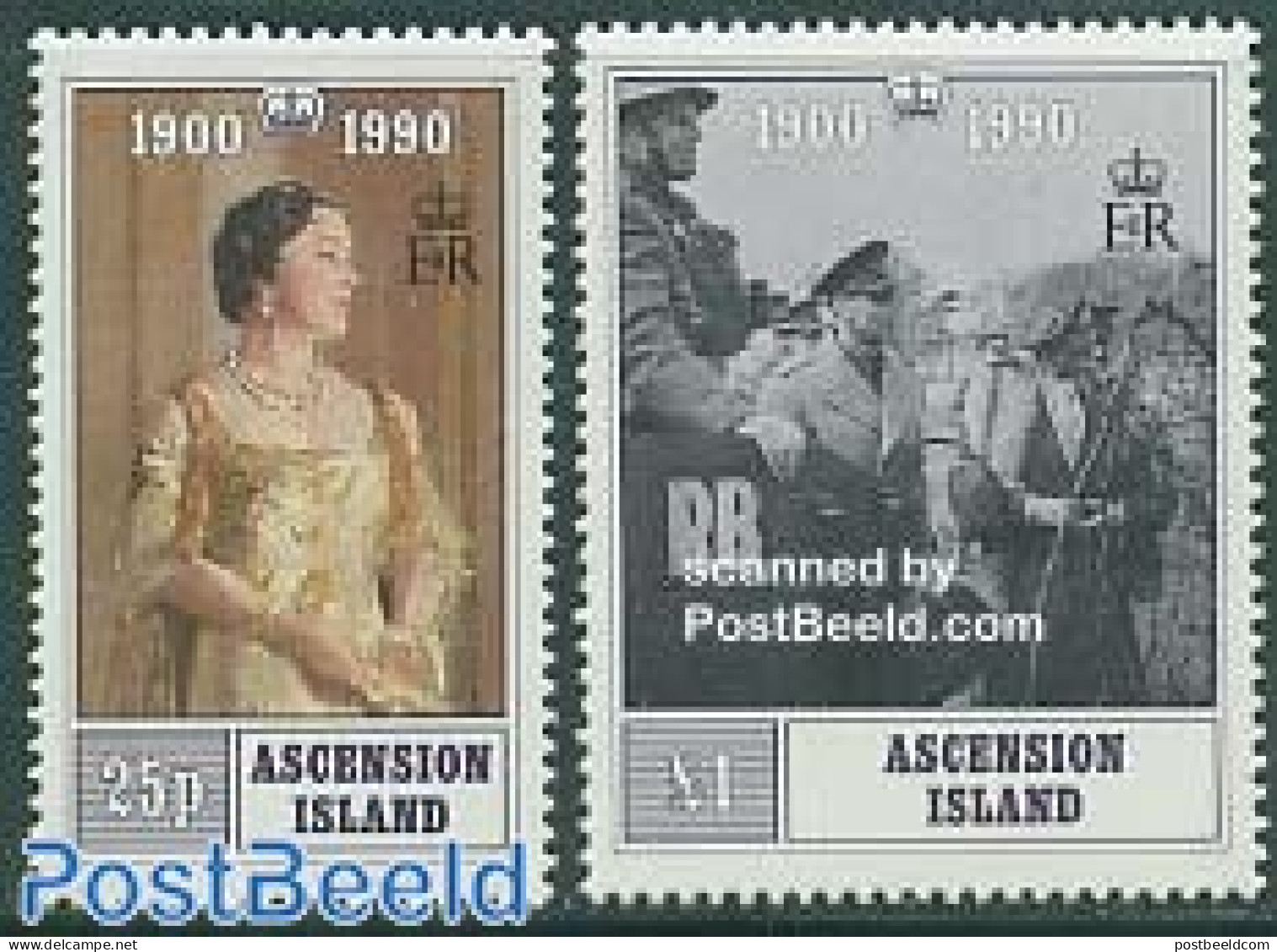Ascension 1990 Queen Mother 90th Anniversary 2v, Mint NH, History - Kings & Queens (Royalty) - Royalties, Royals
