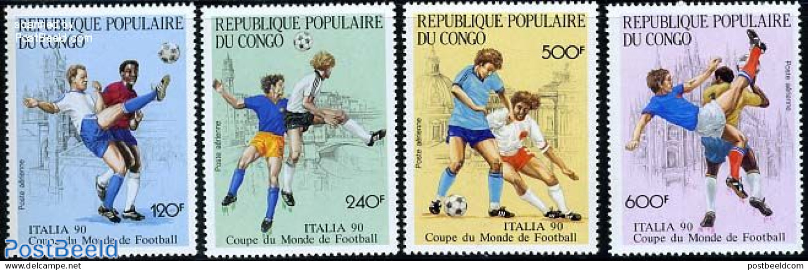 Congo Republic 1990 Football Games Italy 4v, Mint NH, Sport - Football - Andere & Zonder Classificatie