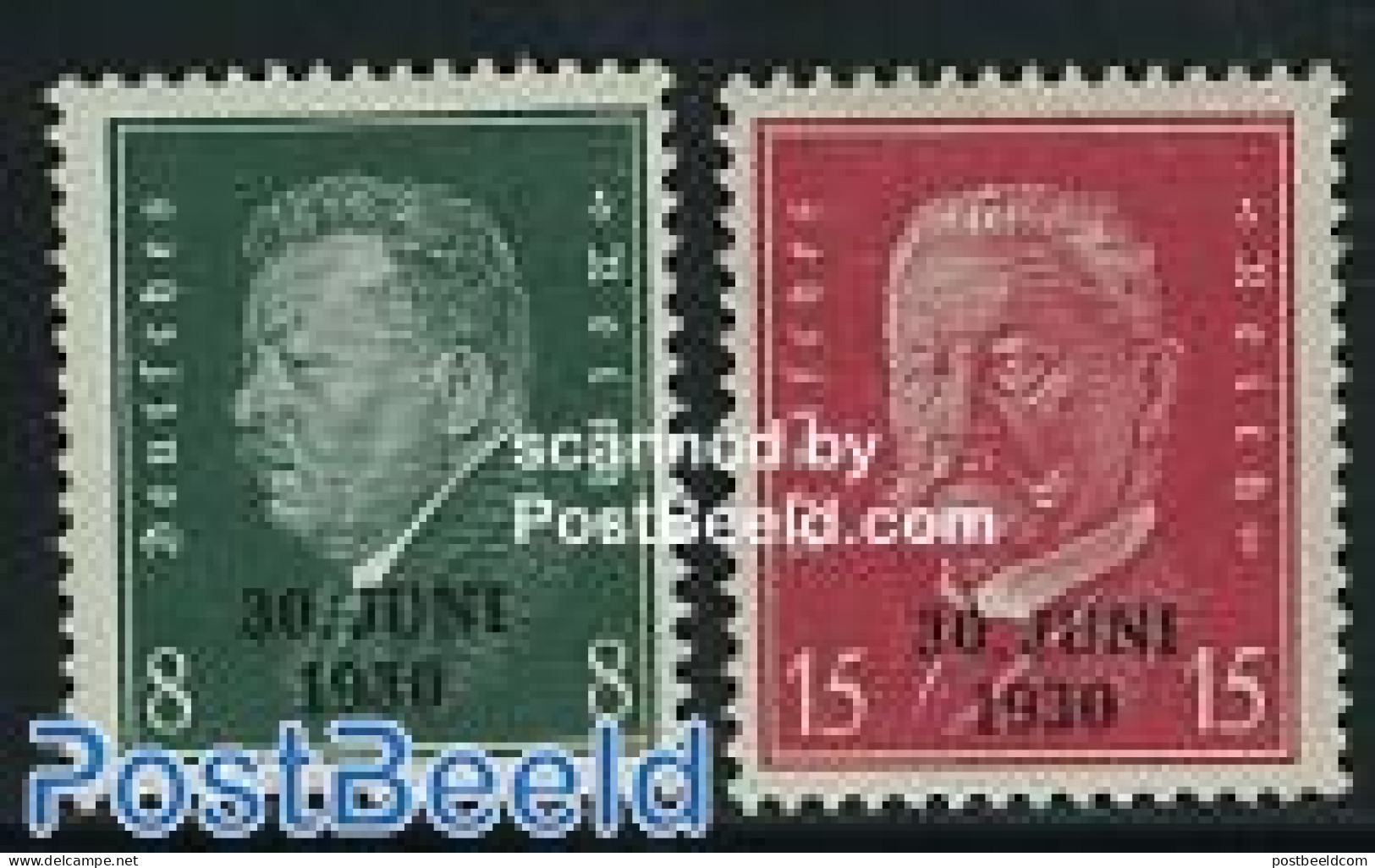 Germany, Empire 1930 30 Juni 1930 Overprints 2v, Mint NH - Ongebruikt