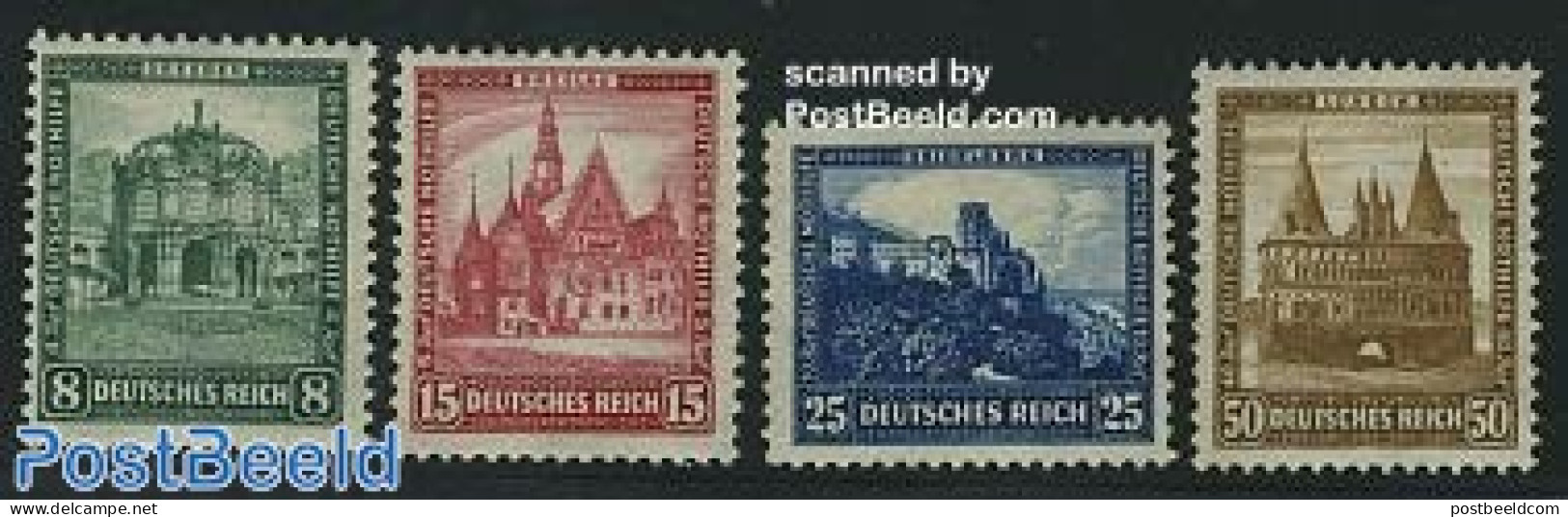 Germany, Empire 1931 Emergency Aid 4v, Mint NH, Art - Castles & Fortifications - Unused Stamps