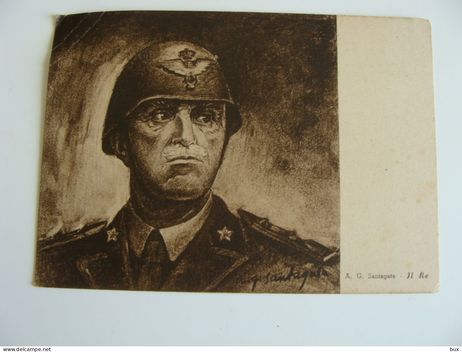 VITTORIO EMANUELE  III  CASA REALE SAVOIA  IMPERATORE S.A.R.   A.G. SANTAGATA  MILITARE NON  VIAGGIATA PIEGOLINA AGOLO - Guerre 1939-45