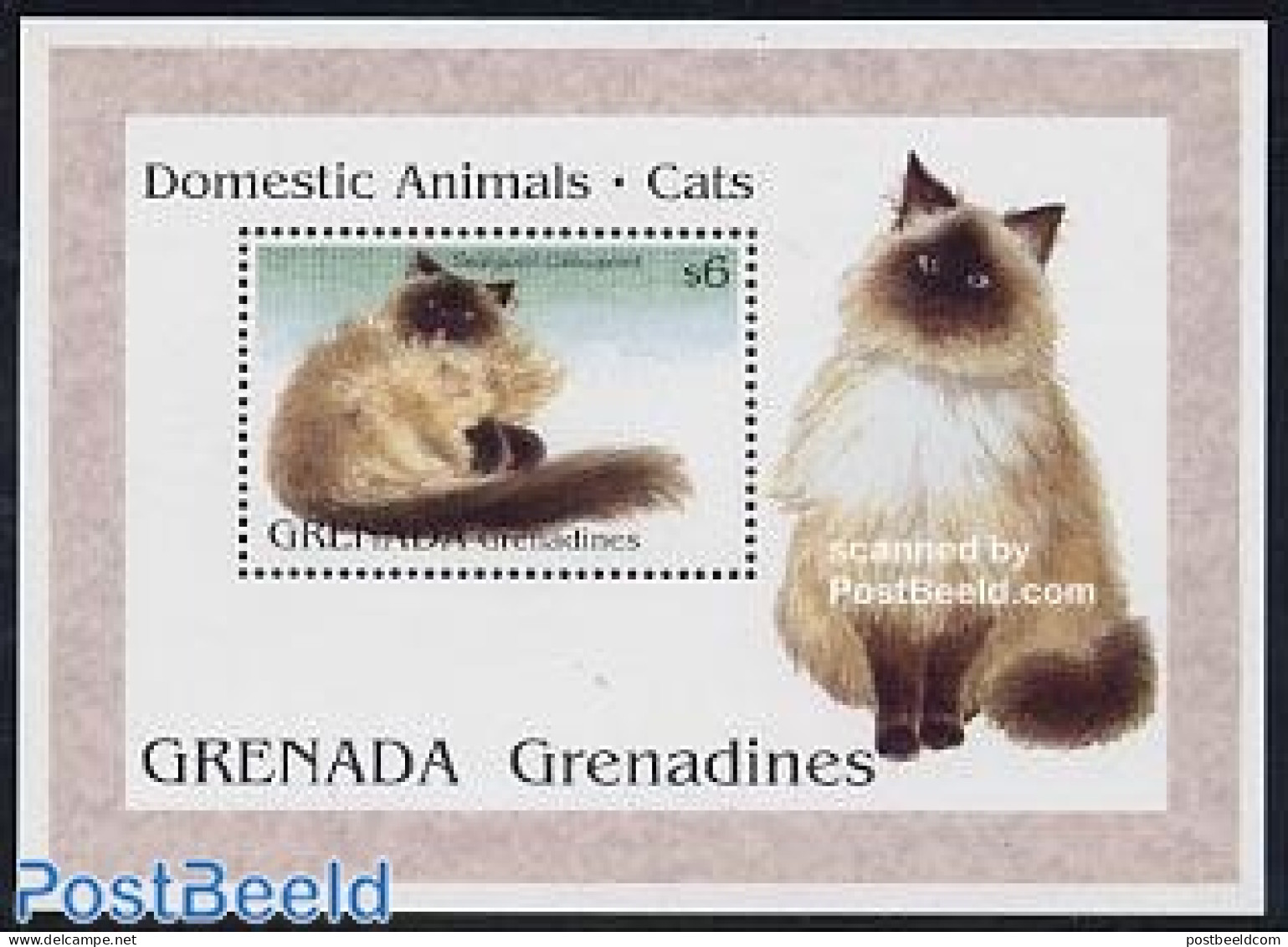 Grenada Grenadines 1995 Seal Point Colourpoint Cat S/s, Mint NH, Nature - Cats - Grenade (1974-...)