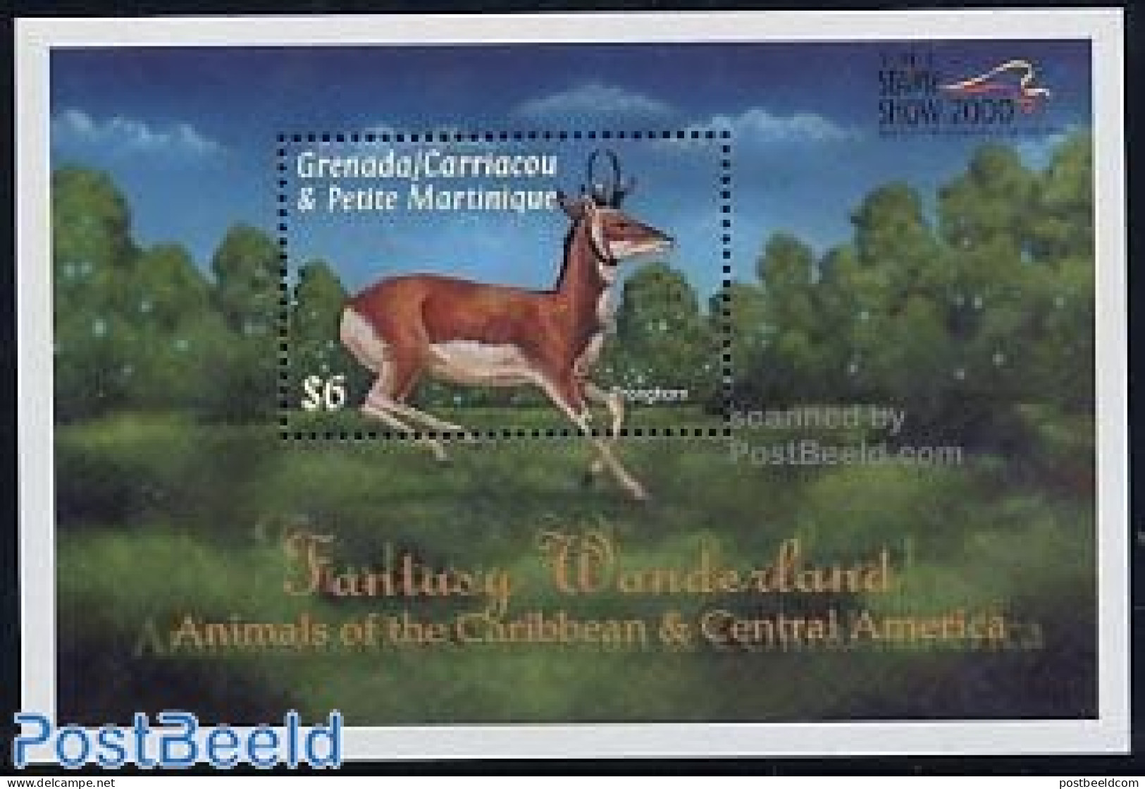 Grenada Grenadines 2000 Stamp Show S/s, Pronghorn, Mint NH, Nature - Animals (others & Mixed) - Grenada (1974-...)