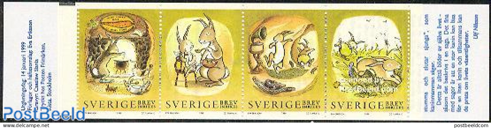 Sweden 1999 Year Of The Rabbit 4v In Booklet, Mint NH, Nature - Various - Animals (others & Mixed) - Rabbits / Hares -.. - Unused Stamps