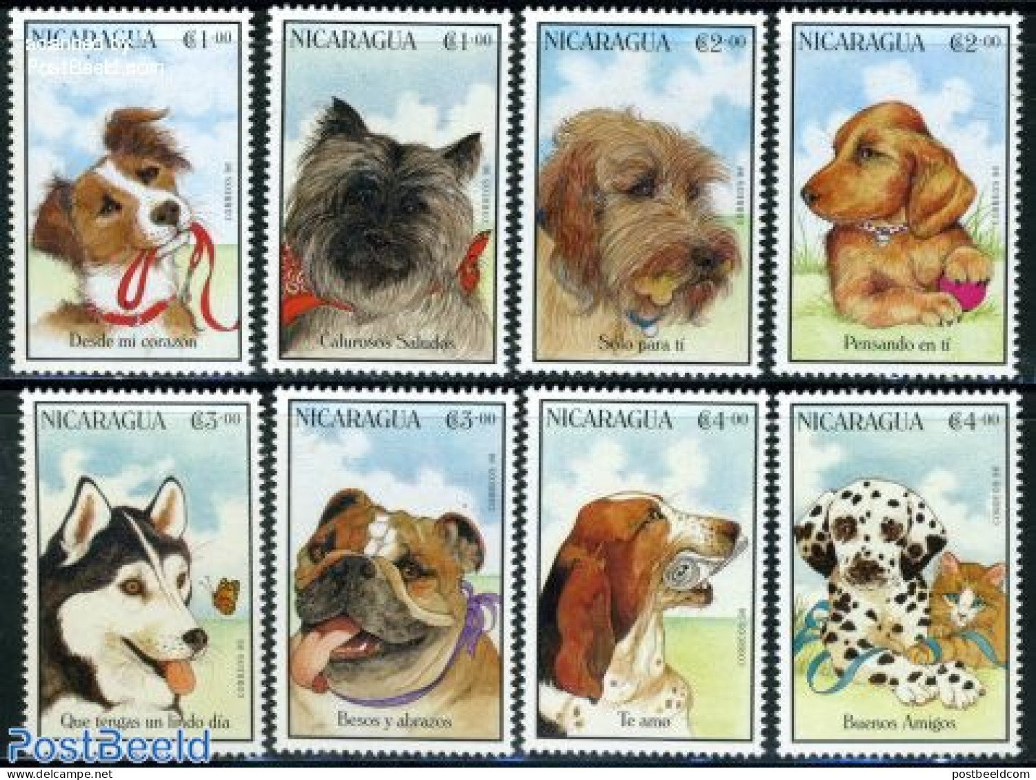 Nicaragua 1996 Dogs 8v, Mint NH, Nature - Dogs - Nicaragua