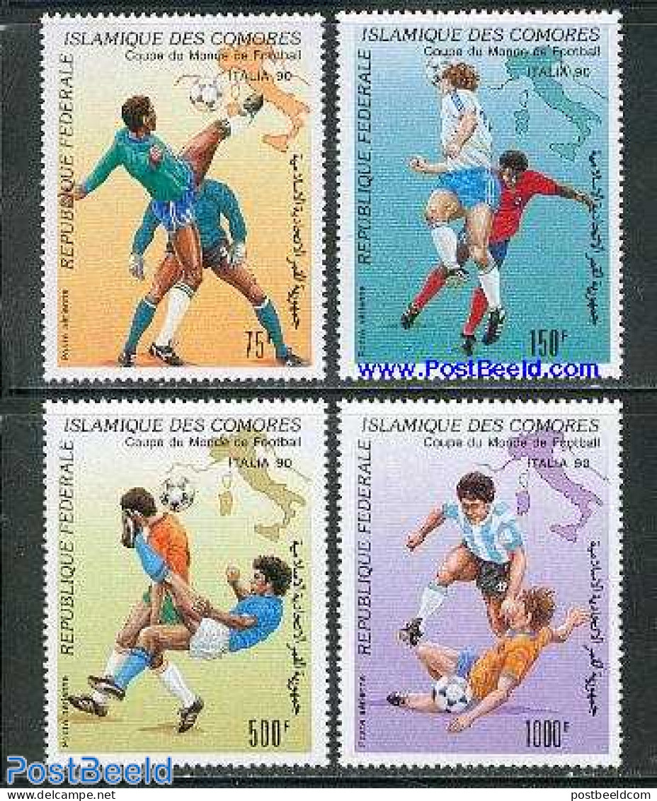 Comoros 1990 World Cup Football 4v, Mint NH, Sport - Various - Football - Maps - Geografia
