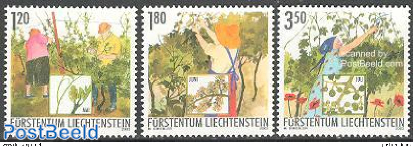 Liechtenstein 2003 Wine 3v, Mint NH, Nature - Various - Flowers & Plants - Wine & Winery - Agriculture - Neufs
