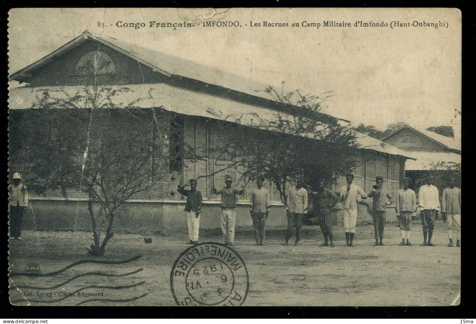 Congo Français IMFONDO Les Recrues Au Camp Militaire D'Imfondo Haut Oubanghi 1925 Coupure Sur Le Bord - Congo Français