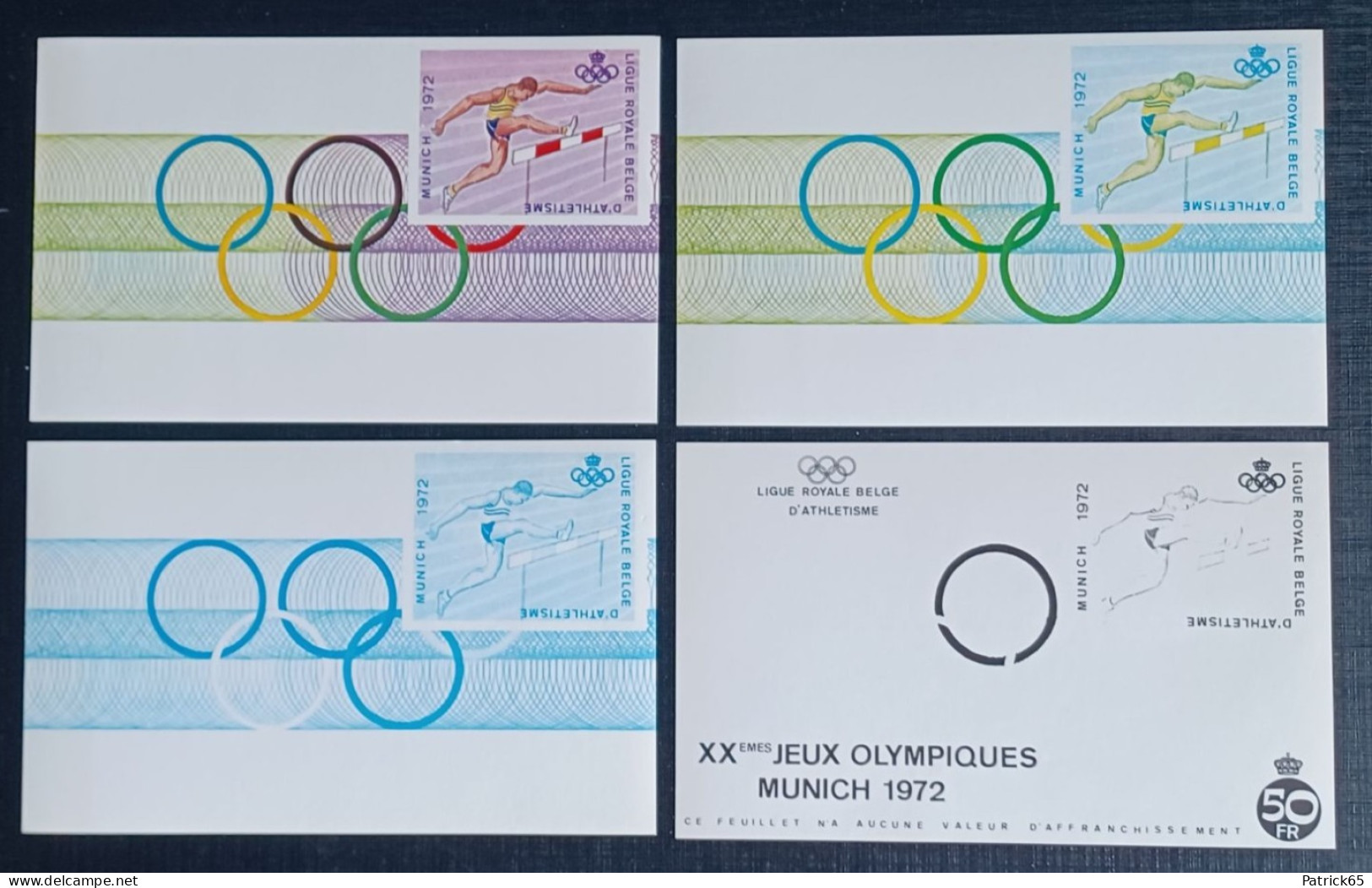 Belgie 1971 Erinnofilie Olympische Spelen Munchen (Ongetand) De 4 Kleurproeven Obp-nr.E 119/120  MNH - Erinnophilie - Reklamemarken [E]