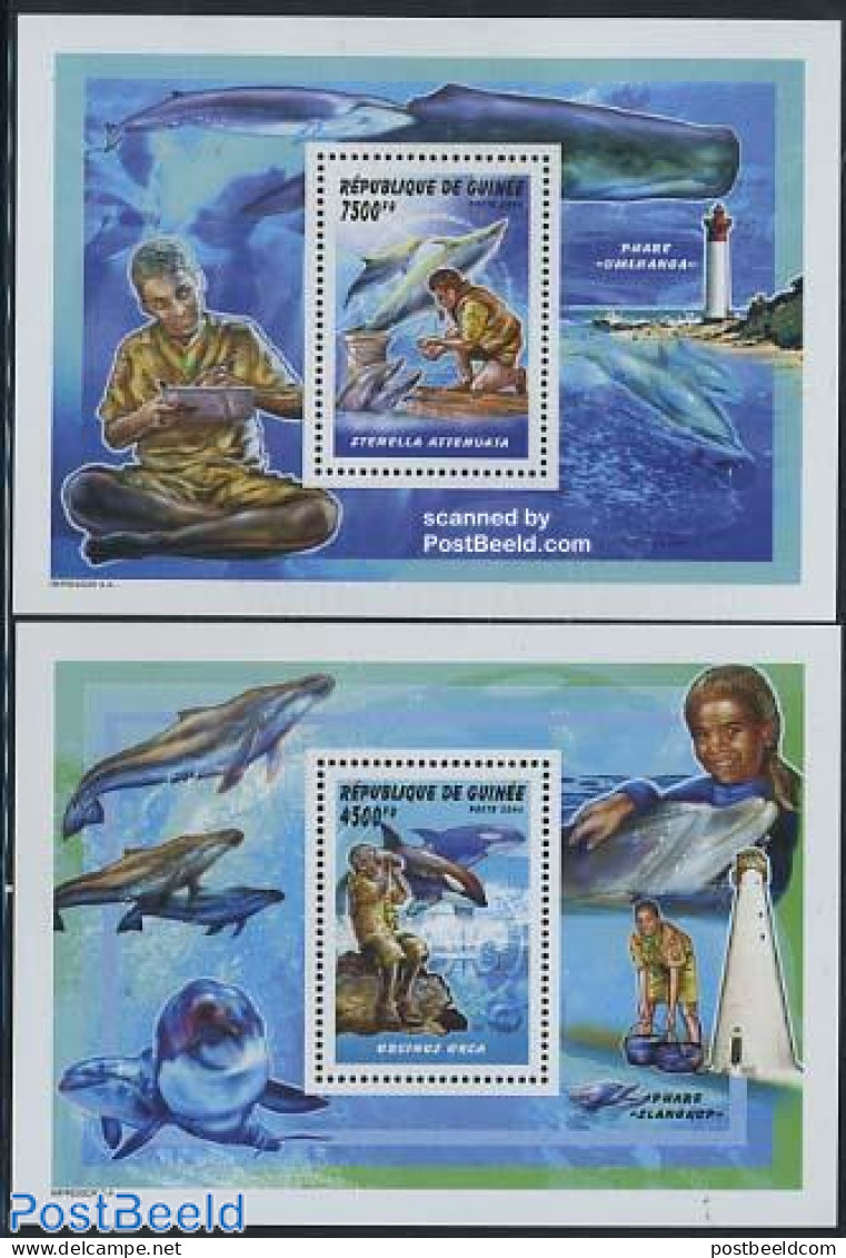 Guinea, Republic 2006 Scouting, Sea Mammals 2 S/s, Mint NH, Nature - Sport - Various - Sea Mammals - Scouting - Lighth.. - Leuchttürme