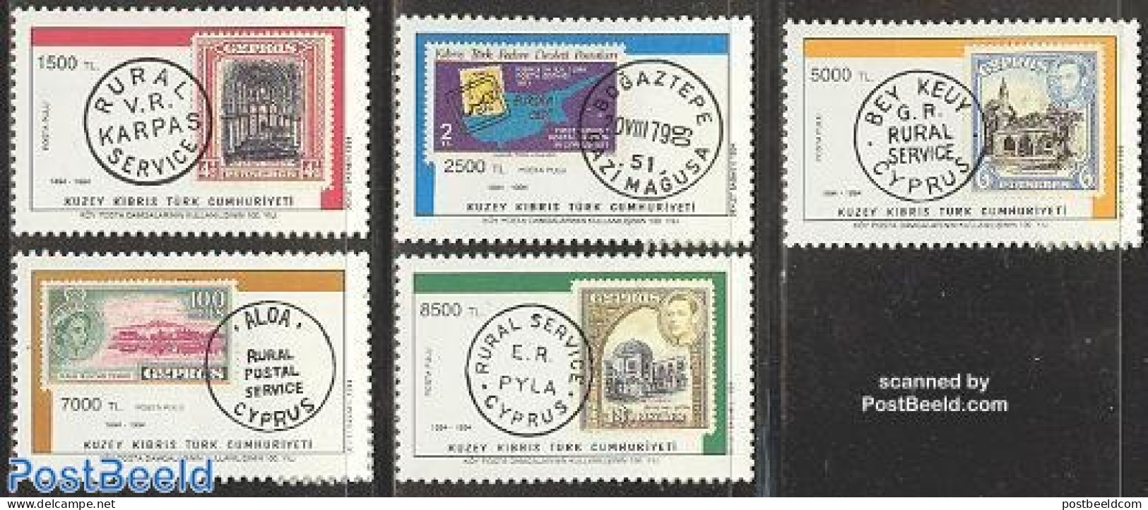 Turkish Cyprus 1994 Landpost Stamps Centenary 5v, Mint NH, Stamps On Stamps - Francobolli Su Francobolli