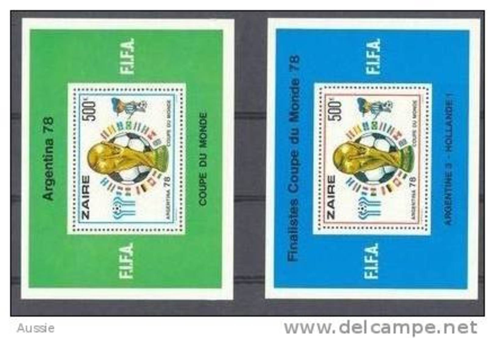 Zaire 1978 OCBn° Bloc 26-27 *** MNH Cote 25 € Soccer Football Argentinie - Nuevos