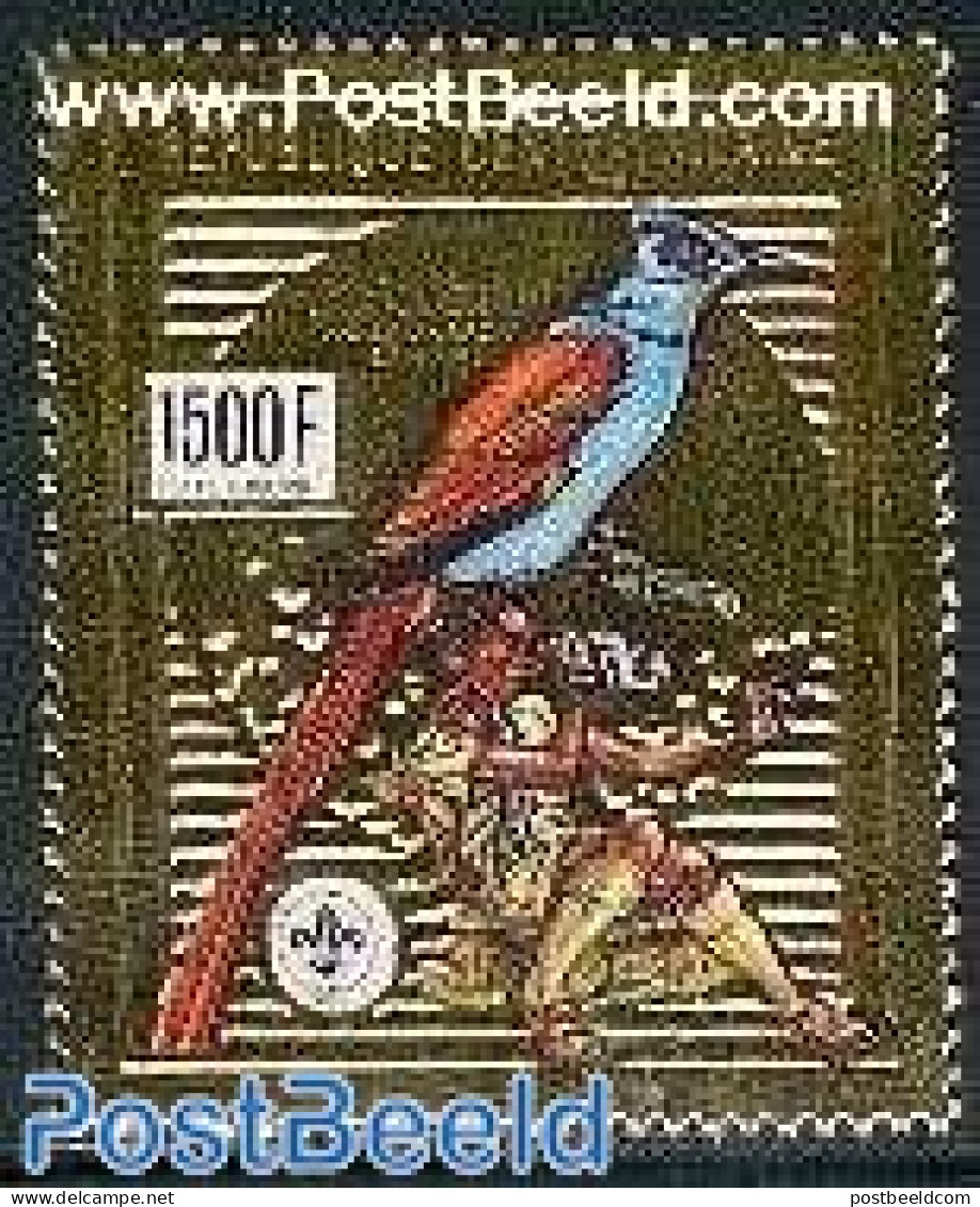 Central Africa 1990 Scouting, Bird 1v, Gold, Mint NH, Nature - Sport - Birds - Scouting - Central African Republic