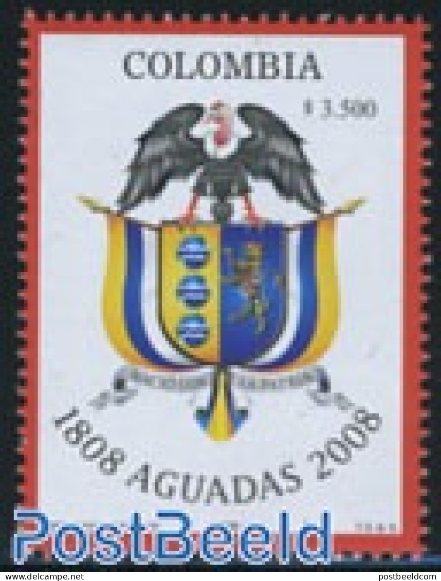 Colombia 2008 Aguadas 1v, Mint NH, History - Nature - Coat Of Arms - Birds - Colombia