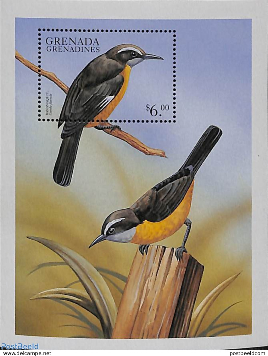 Grenada Grenadines 1999 Fauna & Flora S/s, Coereba Flaveola, Mint NH, Nature - Animals (others & Mixed) - Birds - Flow.. - Grenada (1974-...)